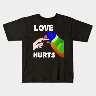 Love Hurts Lorikeet Parrot Biting Kids T-Shirt